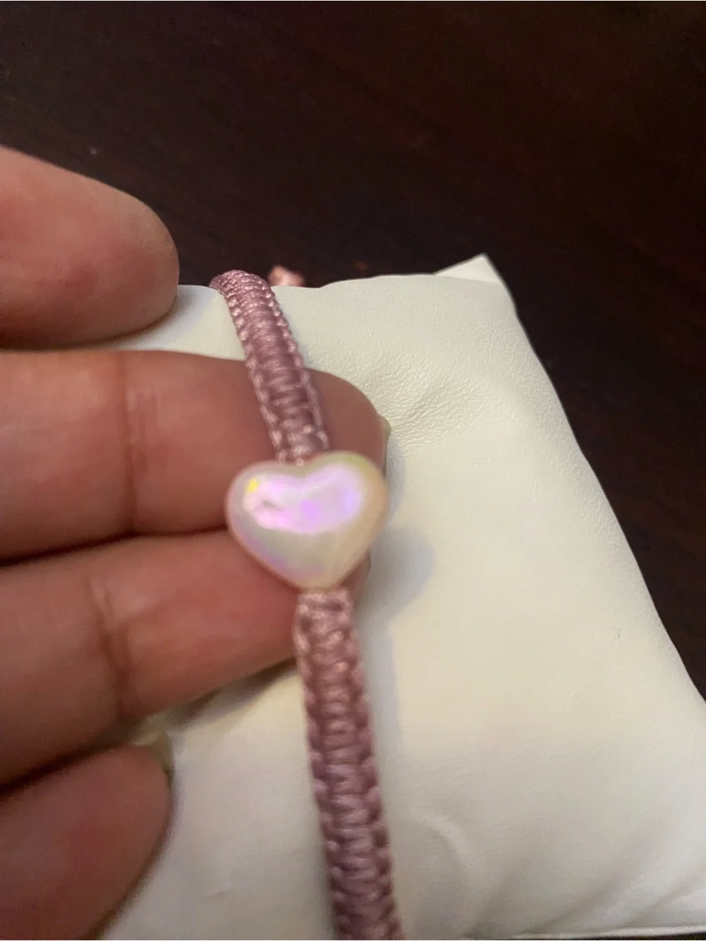 Pink Heart Macramé Bracelet with Glossy Heart Charm